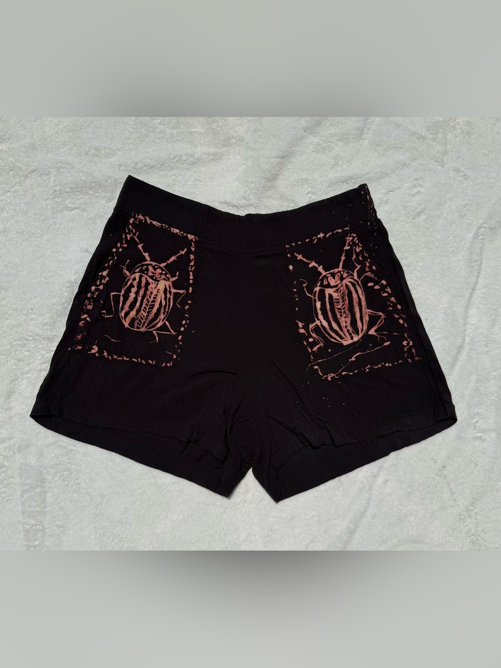 Handpainted beetle shorts 100% rayon